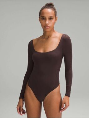 Lululemon Wundermost Ultra-Soft Nulu Square-Neck Long-Sleeve Bodysuit - Espresso